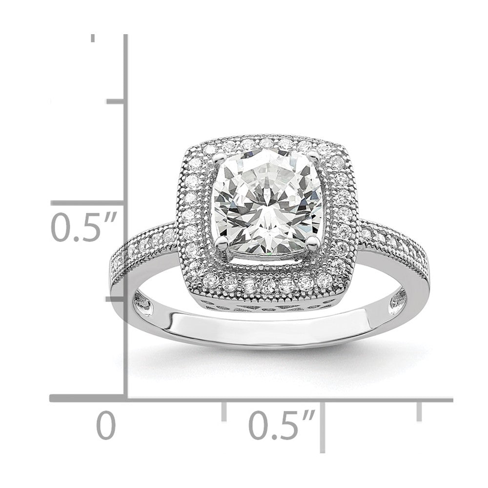Sterlingsilber Brillant Glut Rhodiniert 41 Stein Heiligenschein Mikro Pavé‚äö Zirkonia Ring