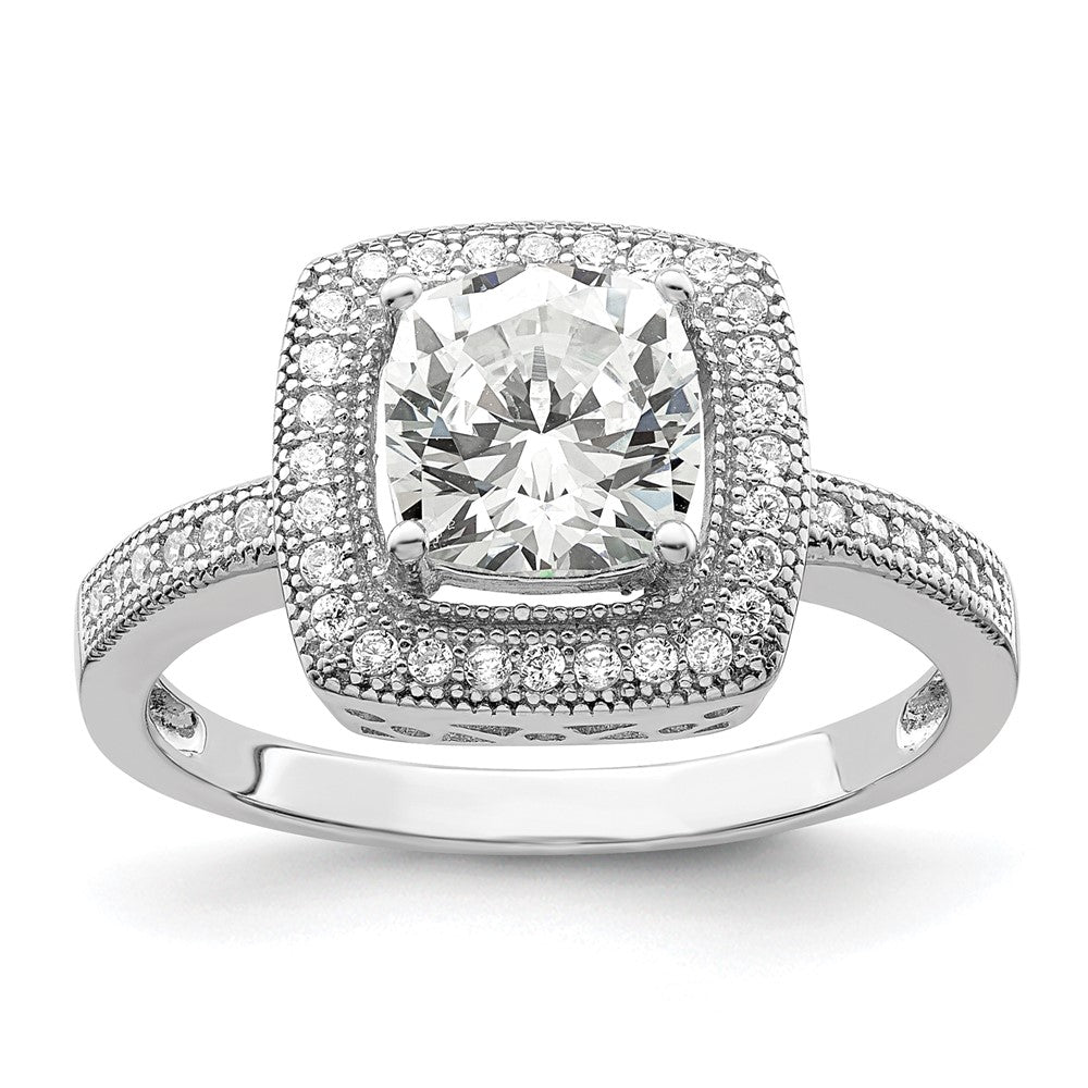 Sterlingsilber Brillant Glut Rhodiniert 41 Stein Heiligenschein Mikro Pavé‚äö Zirkonia Ring