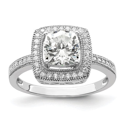 Sterlingsilber Brillant Glut Rhodiniert 41 Stein Heiligenschein Mikro Pavé‚äö Zirkonia Ring