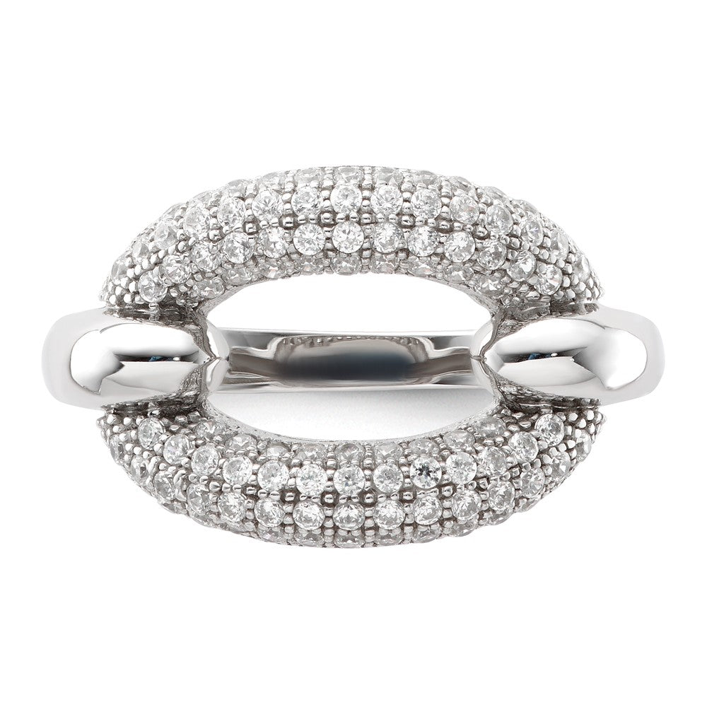 Sterlingsilber & Zirkonia Brillant Glut Glieder Ring (size 7 Nur)