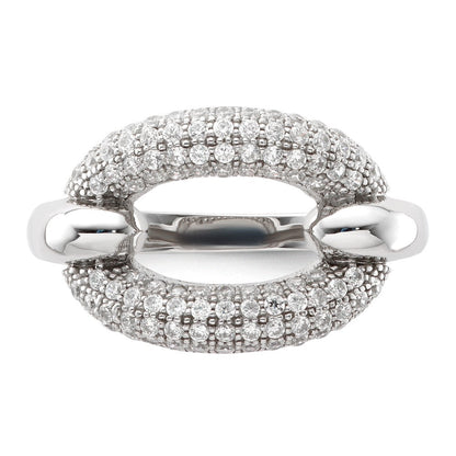 Sterlingsilber & Zirkonia Brillant Glut Glieder Ring (size 7 Nur)