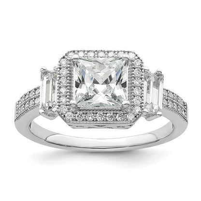 Sterlingsilber Brillant Glut Rhodiniert 51 Stein Mikro Pavé‚äö Zirkonia Ring