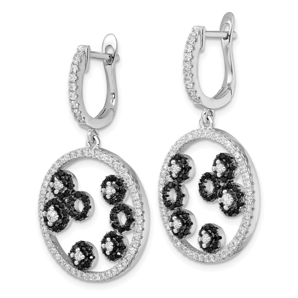 Sterlingsilber True Feuer Schwarz & Weiß Zirkonia Kreis Stecker Ohrhänger