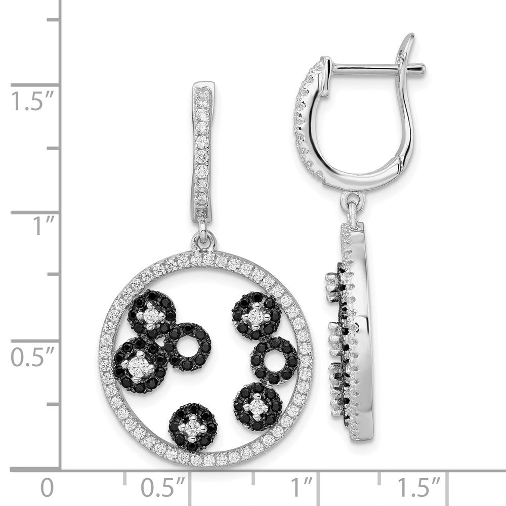Sterlingsilber True Feuer Schwarz & Weiß Zirkonia Kreis Stecker Ohrhänger