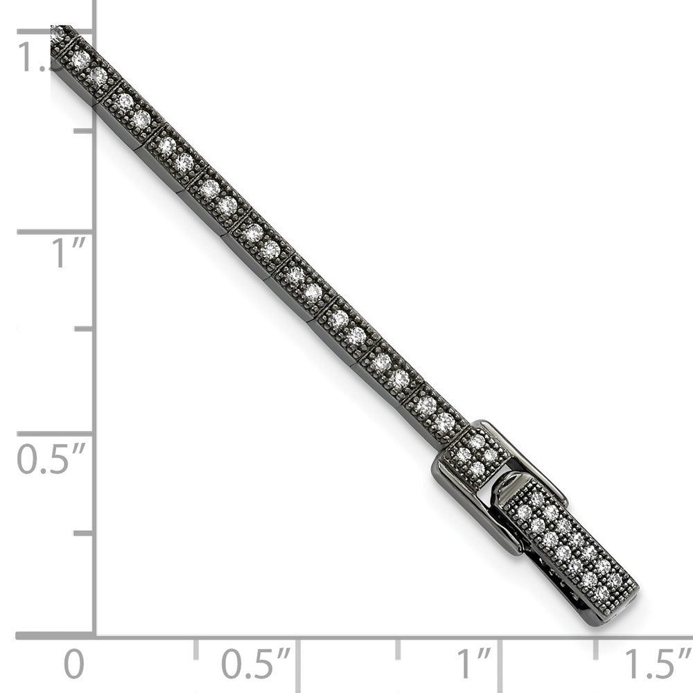 Sterlingsilber Schwarz Rhodium Zirkonia True Feuer Poliert Armband
