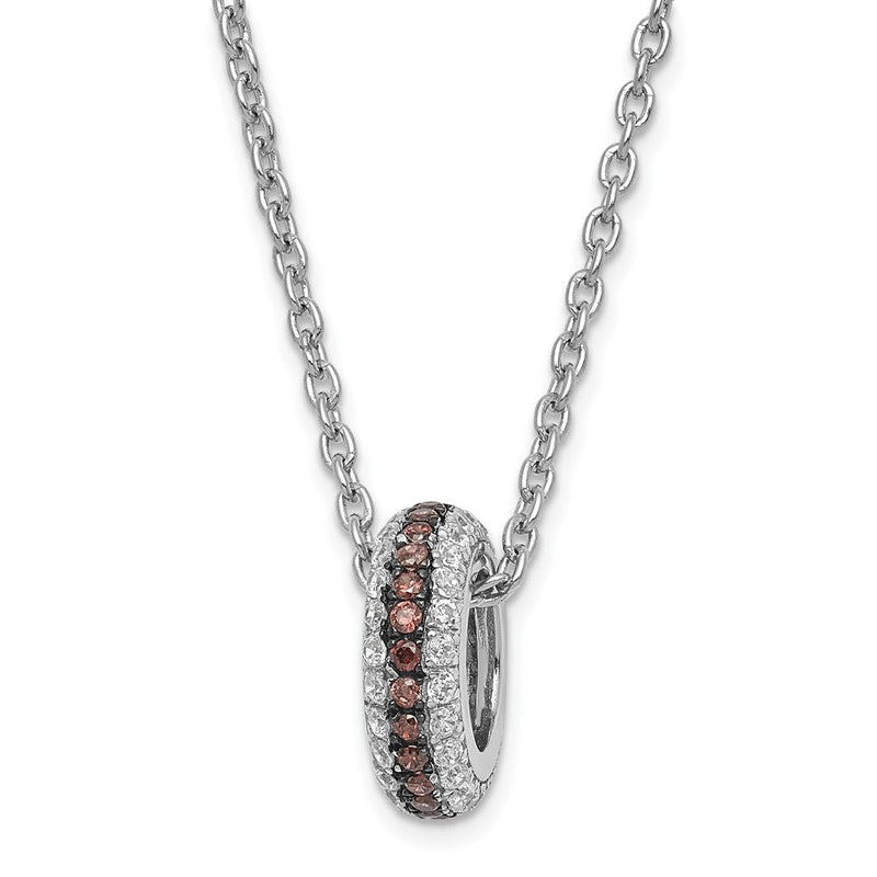 Sterlingsilber True Feuer Braun & Klar Zirkonia mit 2 Zoll Verlängerung Kreis Halskette