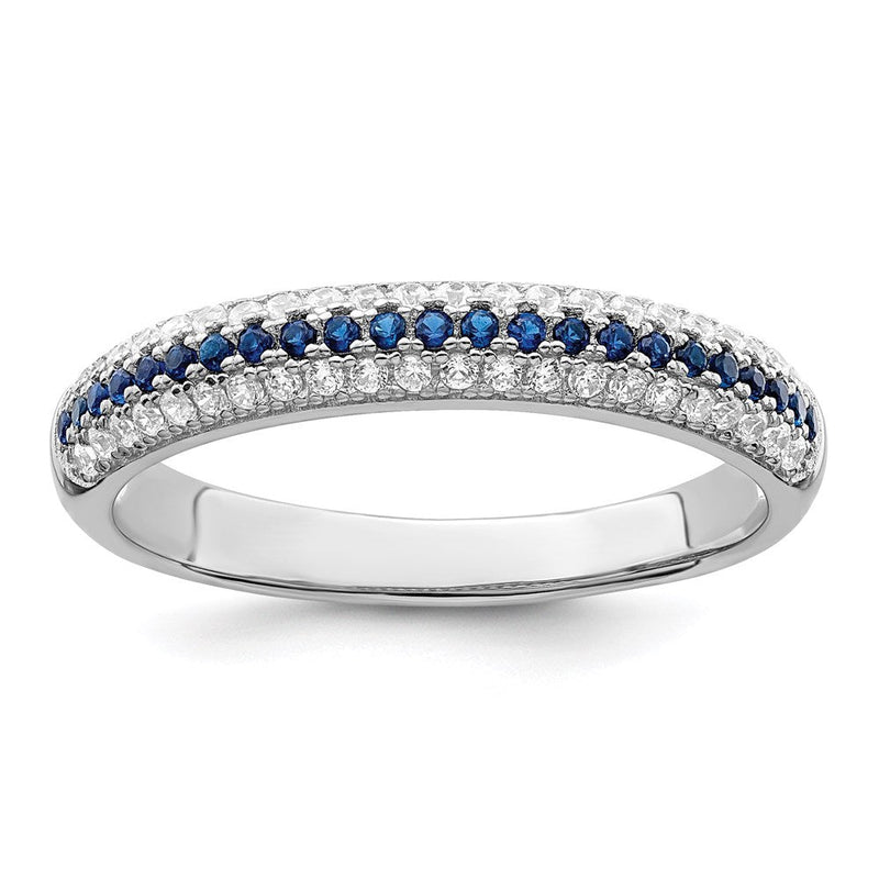 Sterlingsilber Brillant Glut Rhodiniert 67 Stein Blau und Weiß Mikro Pavé‚äö Zirkonia Poliert Ring