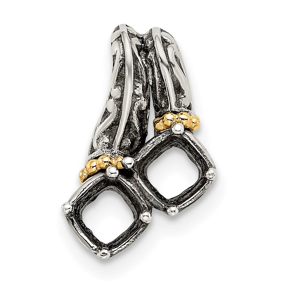 Sterlingsilber Antikisiert mit 14K/silver Bicolor 2-stone Mutter Anhänger