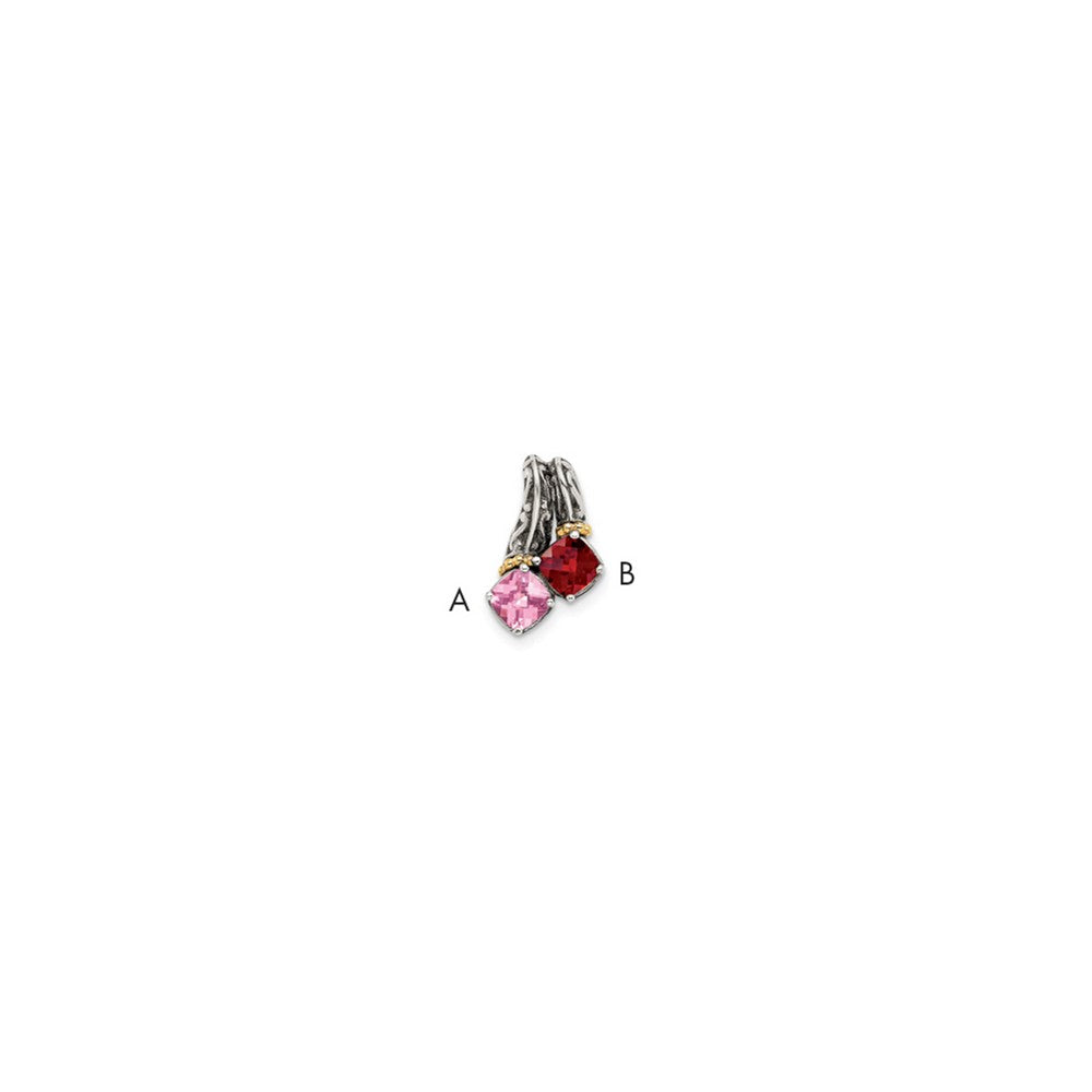 Sterlingsilber Antikisiert mit 14K/silver Bicolor 2-stone Mutter Anhänger