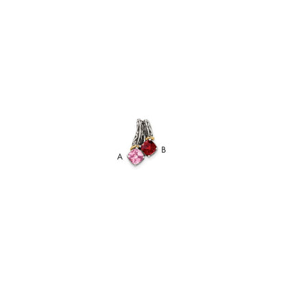 Sterlingsilber Antikisiert mit 14K/silver Bicolor 2-stone Mutter Anhänger