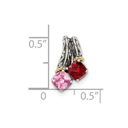 Sterlingsilber Antikisiert mit 14K/silver Bicolor 2-stone Mutter Anhänger