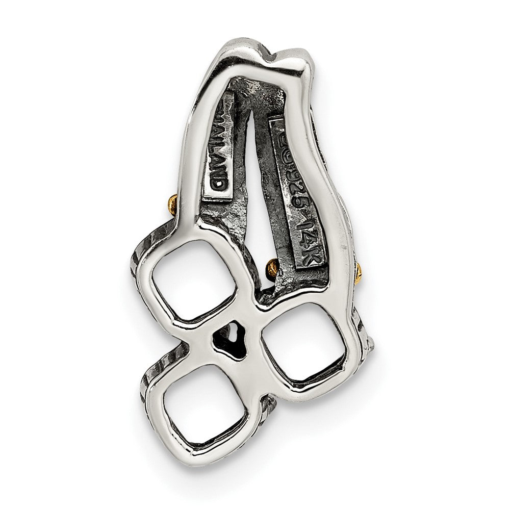 Sterlingsilber Antikisiert mit 14K/silver Bicolor 3-stone Mutter Anhänger