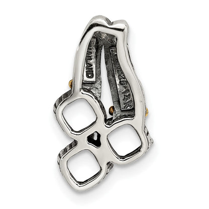 Sterlingsilber Antikisiert mit 14K/silver Bicolor 3-stone Mutter Anhänger