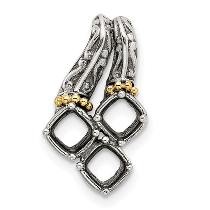 Sterlingsilber Antikisiert mit 14K/silver Bicolor 3-stone Mutter Anhänger