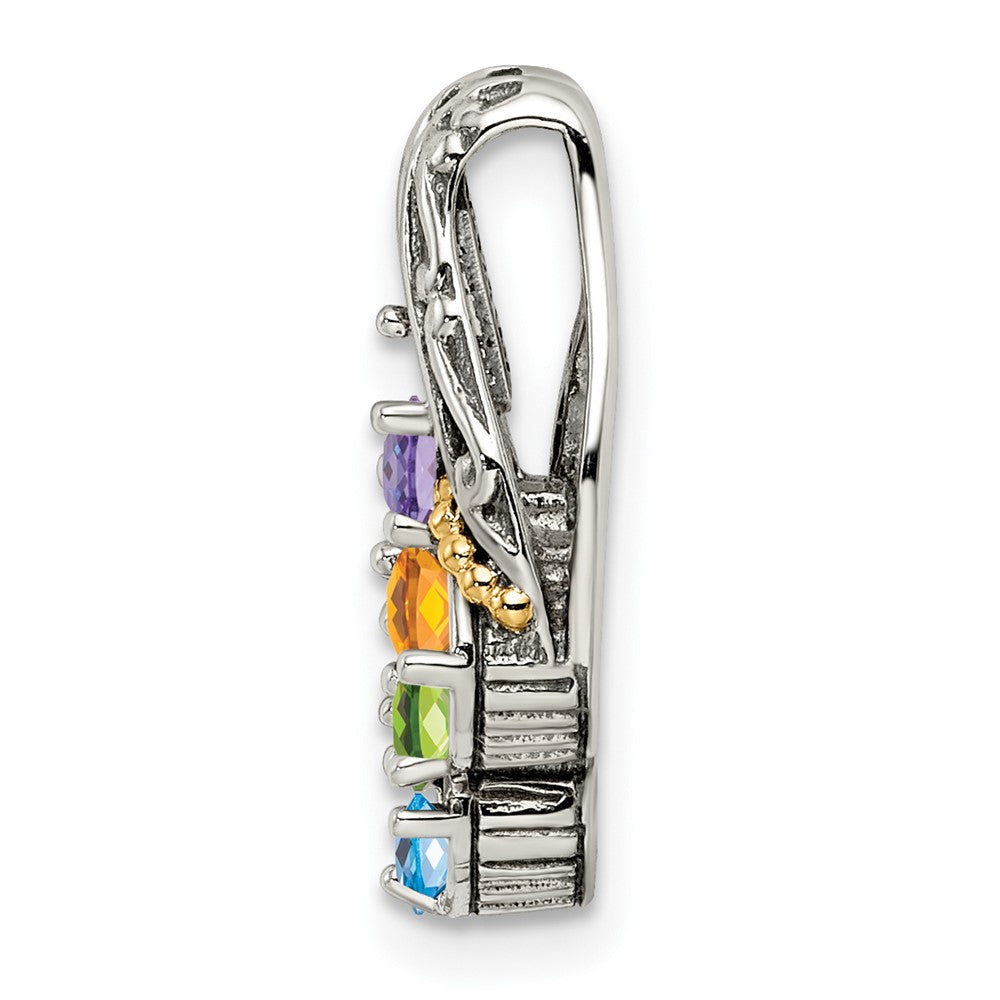 Sterlingsilber Antikisiert mit 14K/silver Bicolor 4-stone Mutter Anhänger