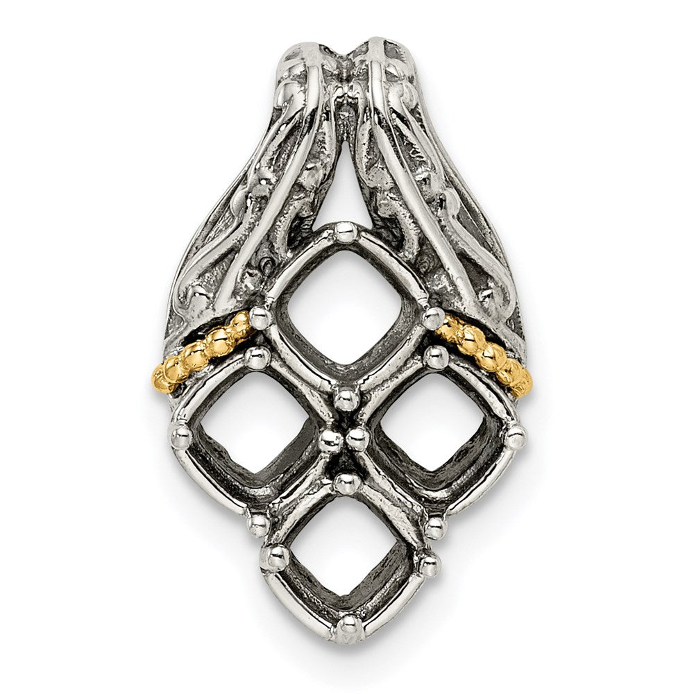 Sterlingsilber Antikisiert mit 14K/silver Bicolor 4-stone Mutter Anhänger