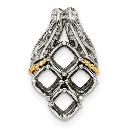 Sterlingsilber Antikisiert mit 14K/silver Bicolor 4-stone Mutter Anhänger