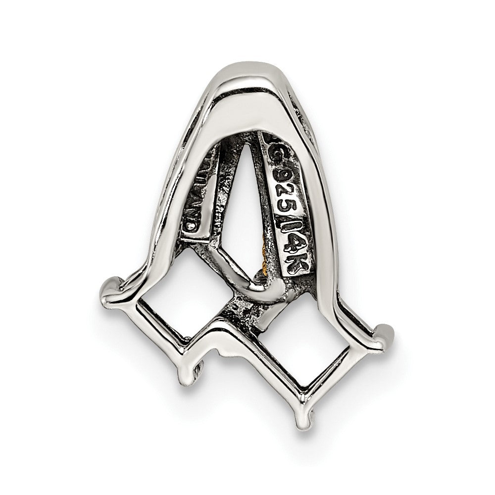 Sterlingsilber Antikisiert mit 14K/silver Bicolor 2-stone mit Diamant Mutter Anhänger