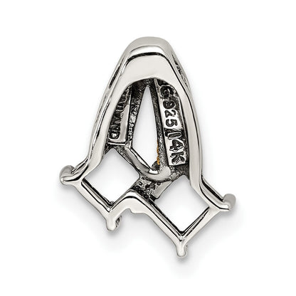 Sterlingsilber Antikisiert mit 14K/silver Bicolor 2-stone mit Diamant Mutter Anhänger