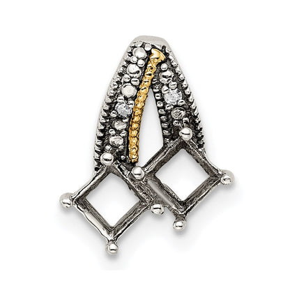 Sterlingsilber Antikisiert mit 14K/silver Bicolor 2-stone mit Diamant Mutter Anhänger