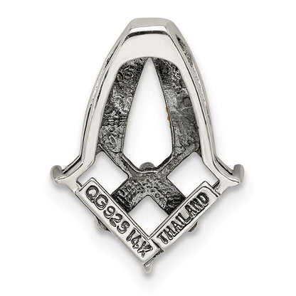 Sterlingsilber Antikisiert mit 14K/silver Bicolor 3-stone mit Diamant Mutter Anhänger