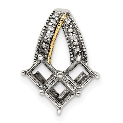 Sterlingsilber Antikisiert mit 14K/silver Bicolor 3-stone mit Diamant Mutter Anhänger
