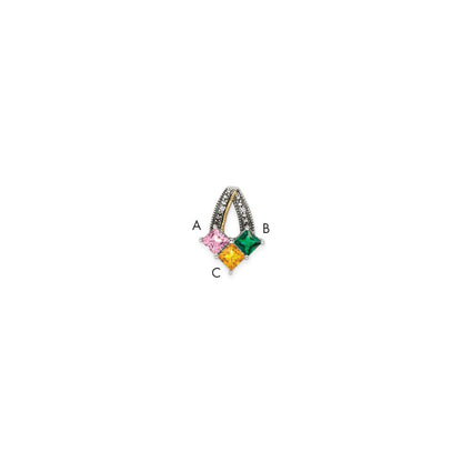 Sterlingsilber Antikisiert mit 14K/silver Bicolor 3-stone mit Diamant Mutter Anhänger