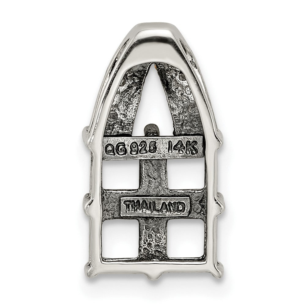 Sterlingsilber Antikisiert mit 14K/silver Bicolor 4-stone mit Diamant Mutter Anhänger