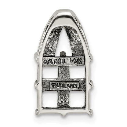 Sterlingsilber Antikisiert mit 14K/silver Bicolor 4-stone mit Diamant Mutter Anhänger