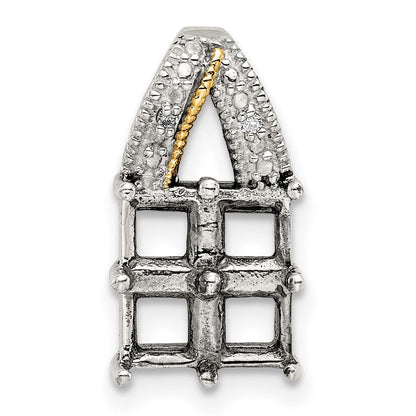 Sterlingsilber Antikisiert mit 14K/silver Bicolor 4-stone mit Diamant Mutter Anhänger