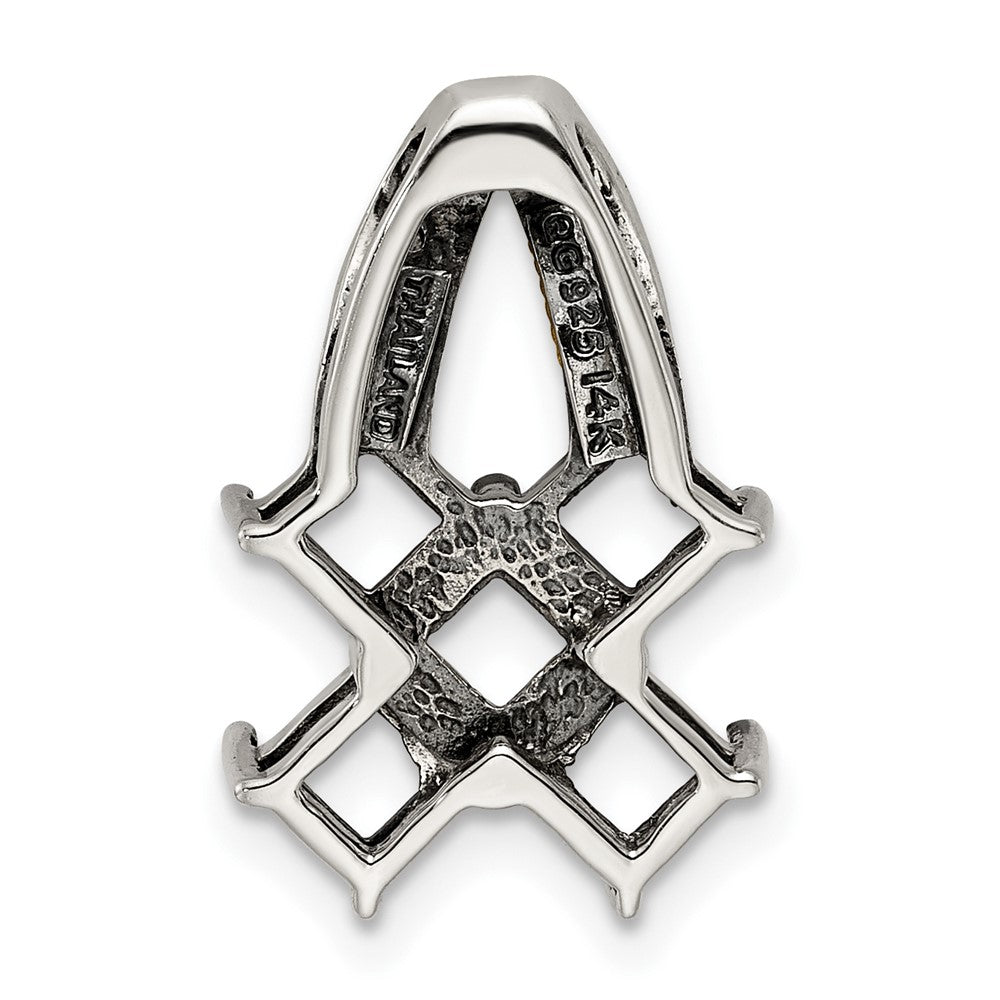 Sterlingsilber Antikisiert mit 14K/silver Bicolor 5-stone mit Diamant Mutter Anhänger
