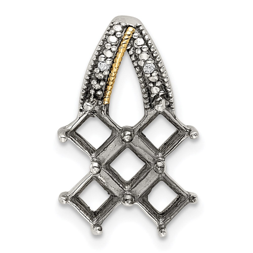 Sterlingsilber Antikisiert mit 14K/silver Bicolor 5-stone mit Diamant Mutter Anhänger