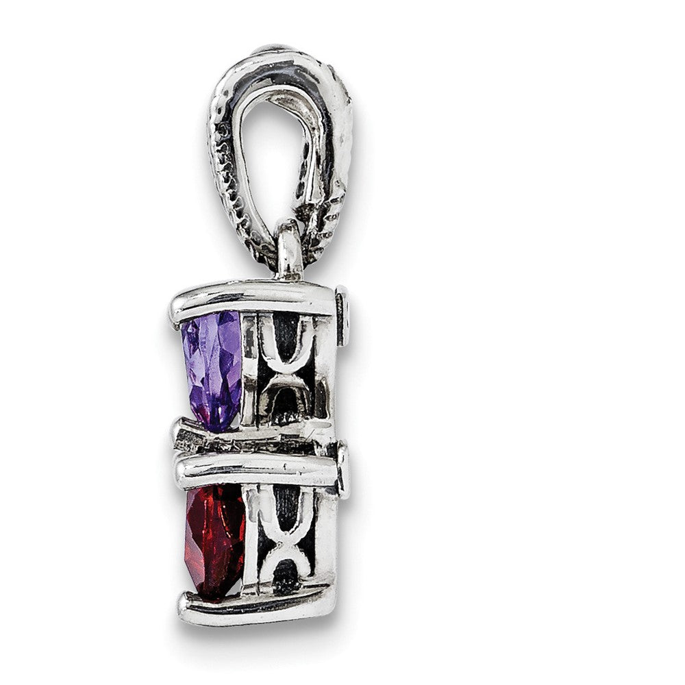 Sterlingsilber Antikisiert mit 14K/silver Bicolor 2-stone Mutter Anhänger