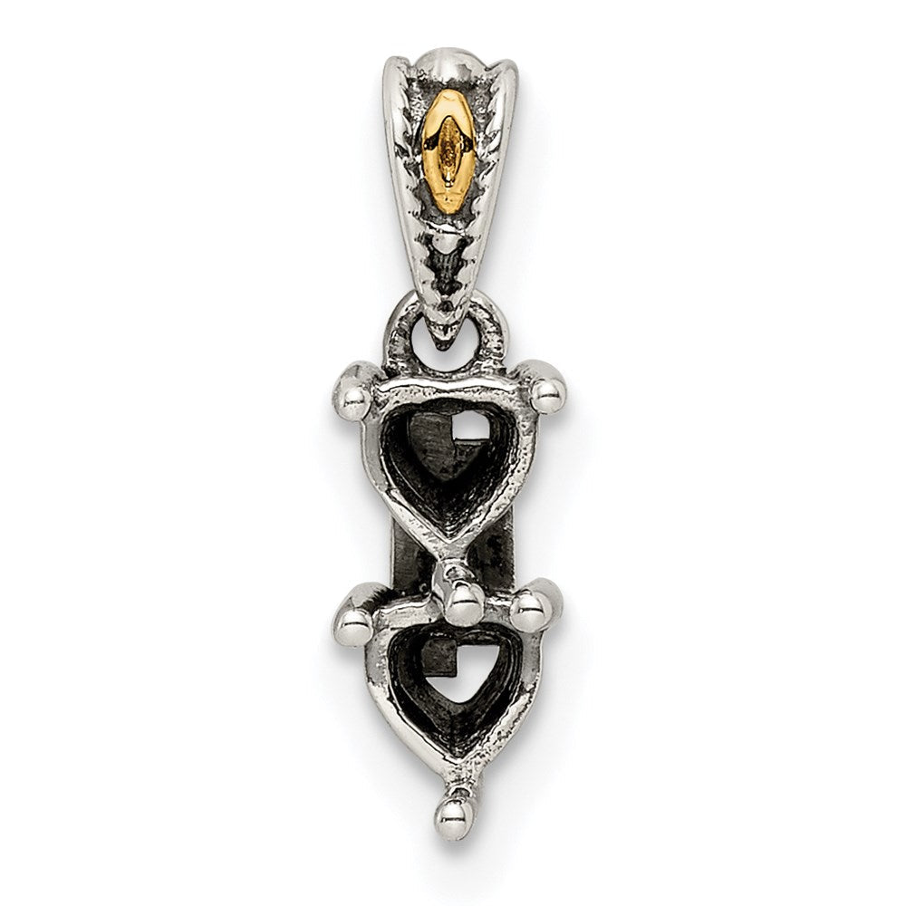 Sterlingsilber Antikisiert mit 14K/silver Bicolor 2-stone Mutter Anhänger