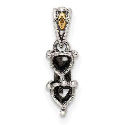 Sterlingsilber Antikisiert mit 14K/silver Bicolor 2-stone Mutter Anhänger