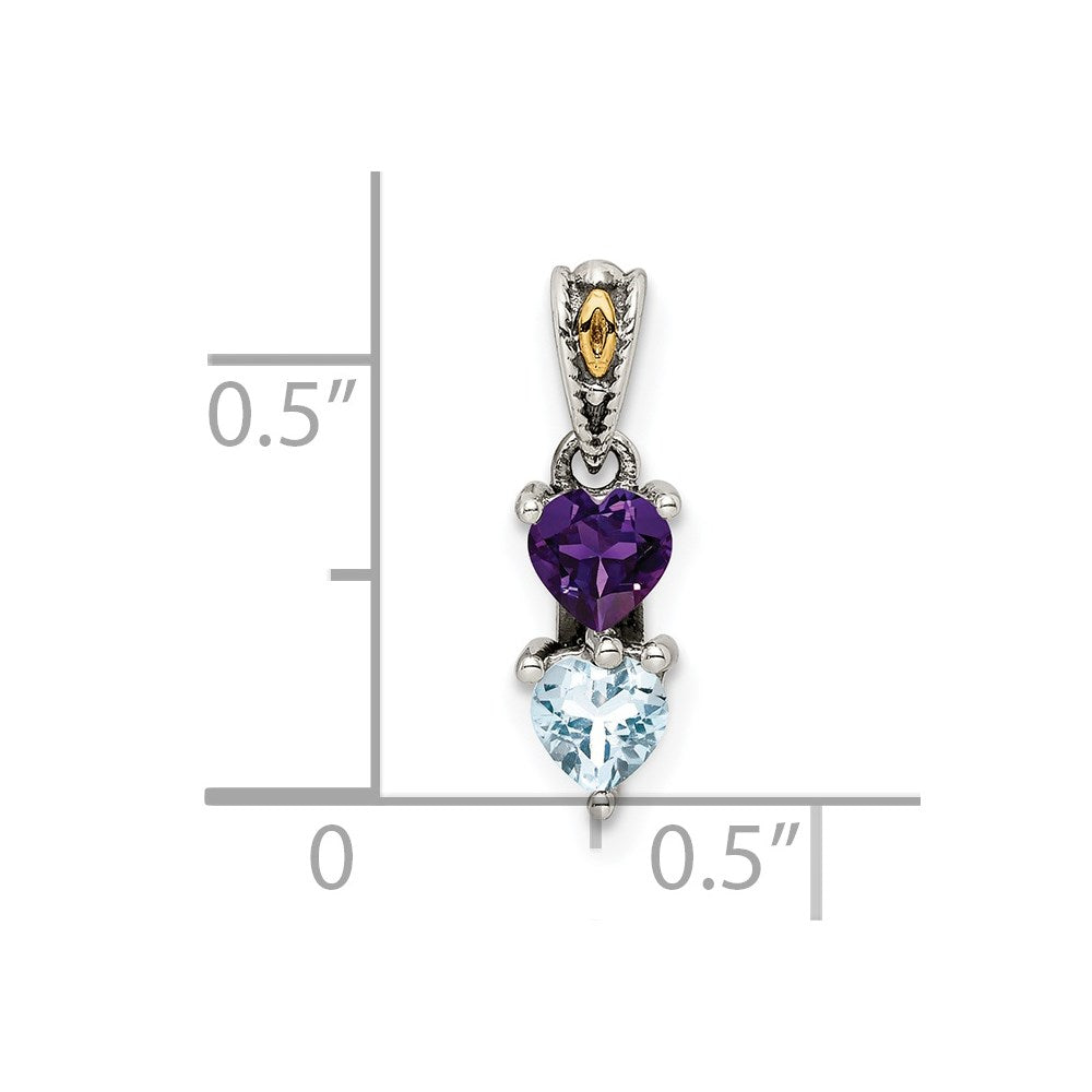Sterlingsilber Antikisiert mit 14K/silver Bicolor 2-stone Mutter Anhänger