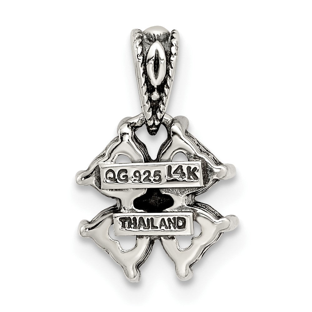 Sterlingsilber Antikisiert mit 14K/silver Bicolor 4-stone Mutter Anhänger