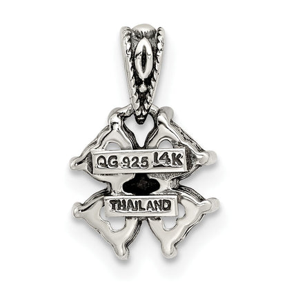 Sterlingsilber Antikisiert mit 14K/silver Bicolor 4-stone Mutter Anhänger