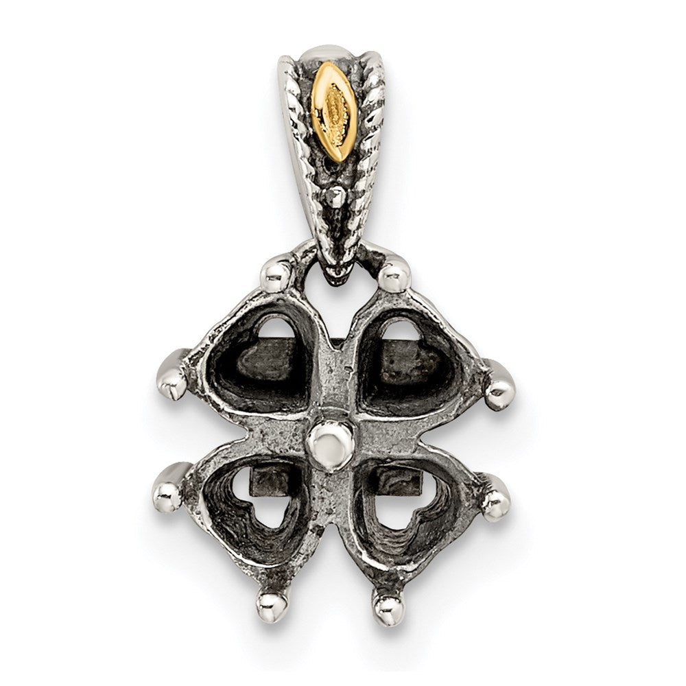 Sterlingsilber Antikisiert mit 14K/silver Bicolor 4-stone Mutter Anhänger