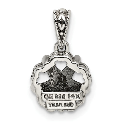 Sterlingsilber Antikisiert mit 14K/silver Bicolor 5-stone Mutter Anhänger