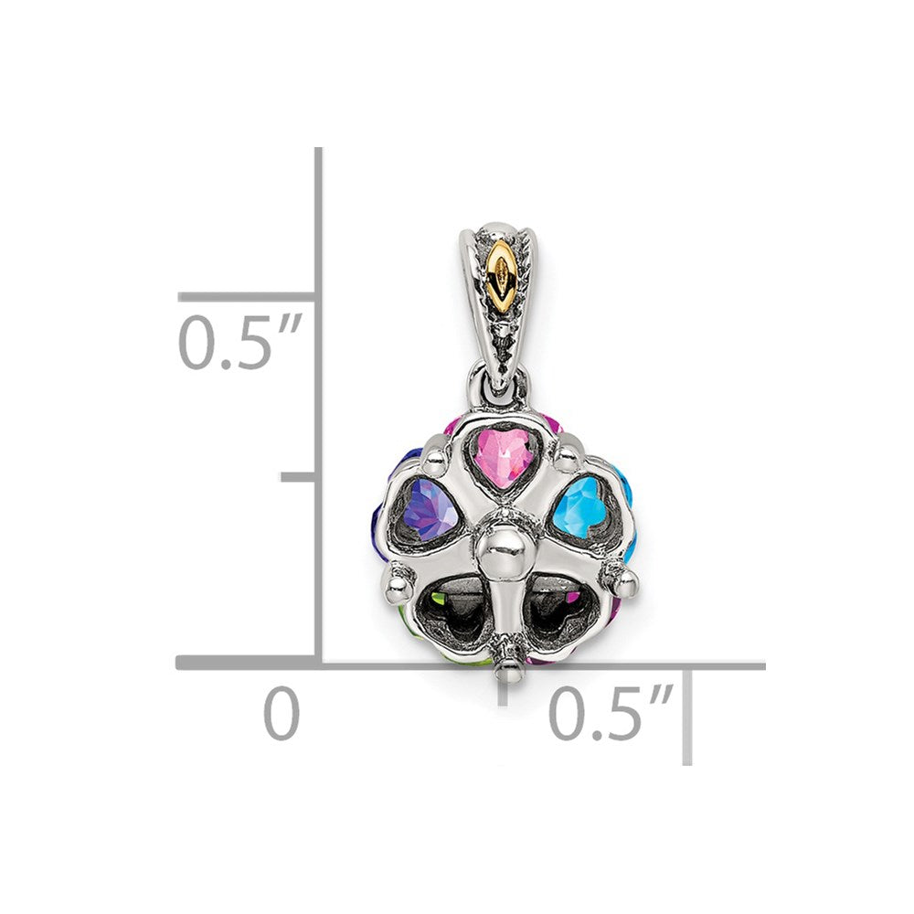 Sterlingsilber Antikisiert mit 14K/silver Bicolor 5-stone Mutter Anhänger