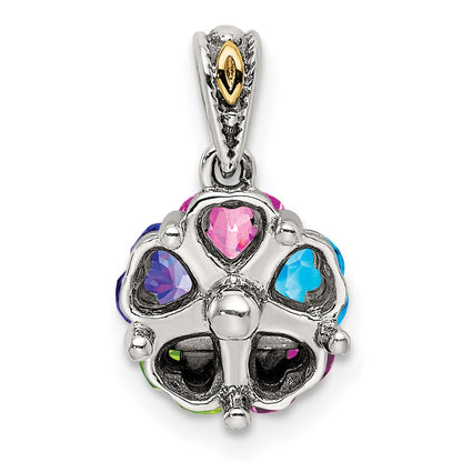 Sterlingsilber Antikisiert mit 14K/silver Bicolor 5-stone Mutter Anhänger
