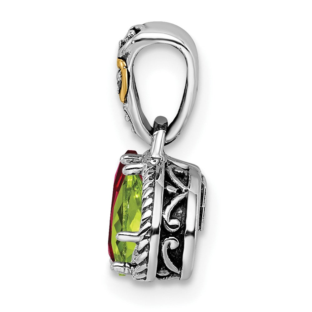Sterlingsilber Antikisiert mit 14K/silver Bicolor 2-stone mit Diamant Mutter Anhänger
