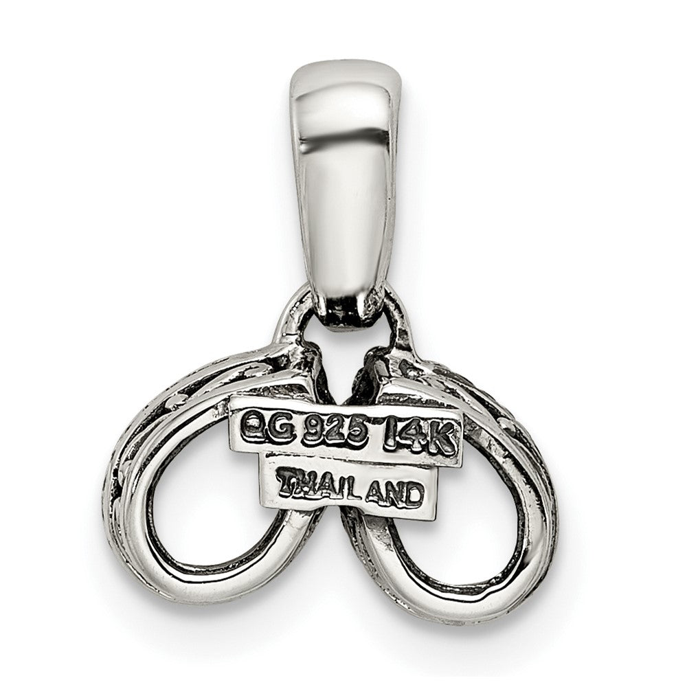 Sterlingsilber Antikisiert mit 14K/silver Bicolor 2-stone mit Diamant Mutter Anhänger