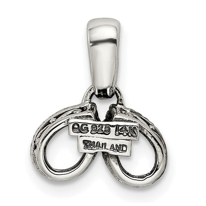 Sterlingsilber Antikisiert mit 14K/silver Bicolor 2-stone mit Diamant Mutter Anhänger
