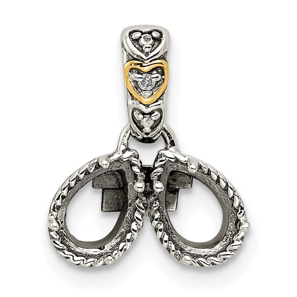 Sterlingsilber Antikisiert mit 14K/silver Bicolor 2-stone mit Diamant Mutter Anhänger
