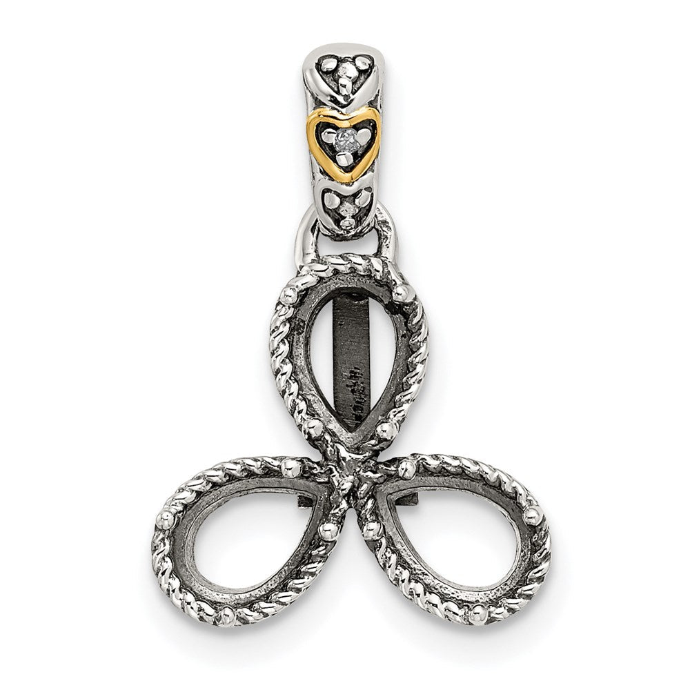 Sterlingsilber Antikisiert mit 14K/silver Bicolor 3-stone mit Diamant Mutter Anhänger