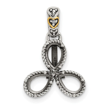 Sterlingsilber Antikisiert mit 14K/silver Bicolor 3-stone mit Diamant Mutter Anhänger