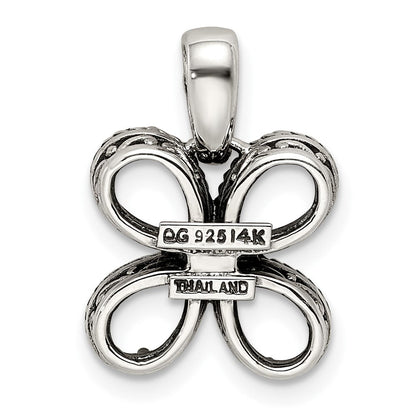 Sterlingsilber Antikisiert mit 14K/silver Bicolor 4-stone mit Diamant Mutter Anhänger
