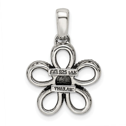 Sterlingsilber Antikisiert mit 14K/silver Bicolor 5-stone mit Diamant Mutter Anhänger